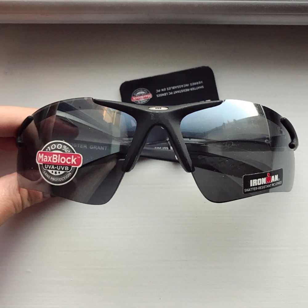 Black Ironman wraparound unisex sunglasses
